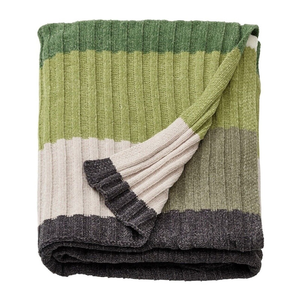IKEA FJÄLLTRIFT FJALLTRIFT Throw, Gray/Green, 51”x67" (105.542.07) NEW